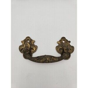 Antique Vintage Ornate Brass Drawer Pull Bail Handle Victorian Rococo Style